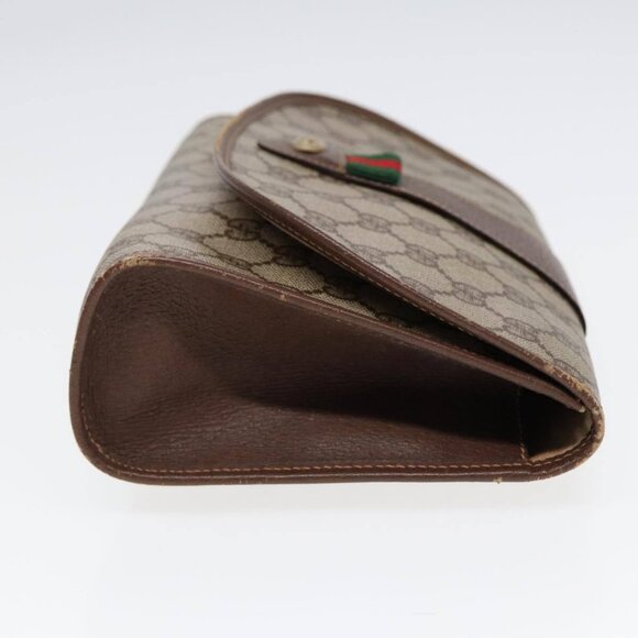 GUCCI GG Supreme Web Sherry Line Clutch Bag Brown 1 - Picture 5 of 15